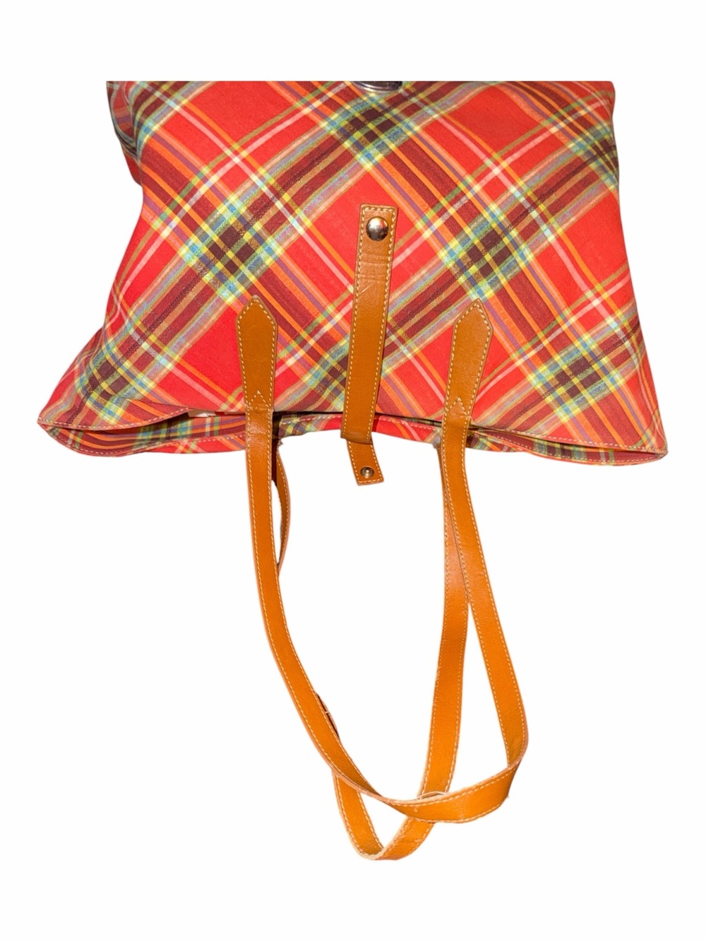 Vivienne Westwood Vintage Orange Tartan Canvas Accord Tote Bag - Made in Italy - Picture 6 of 10